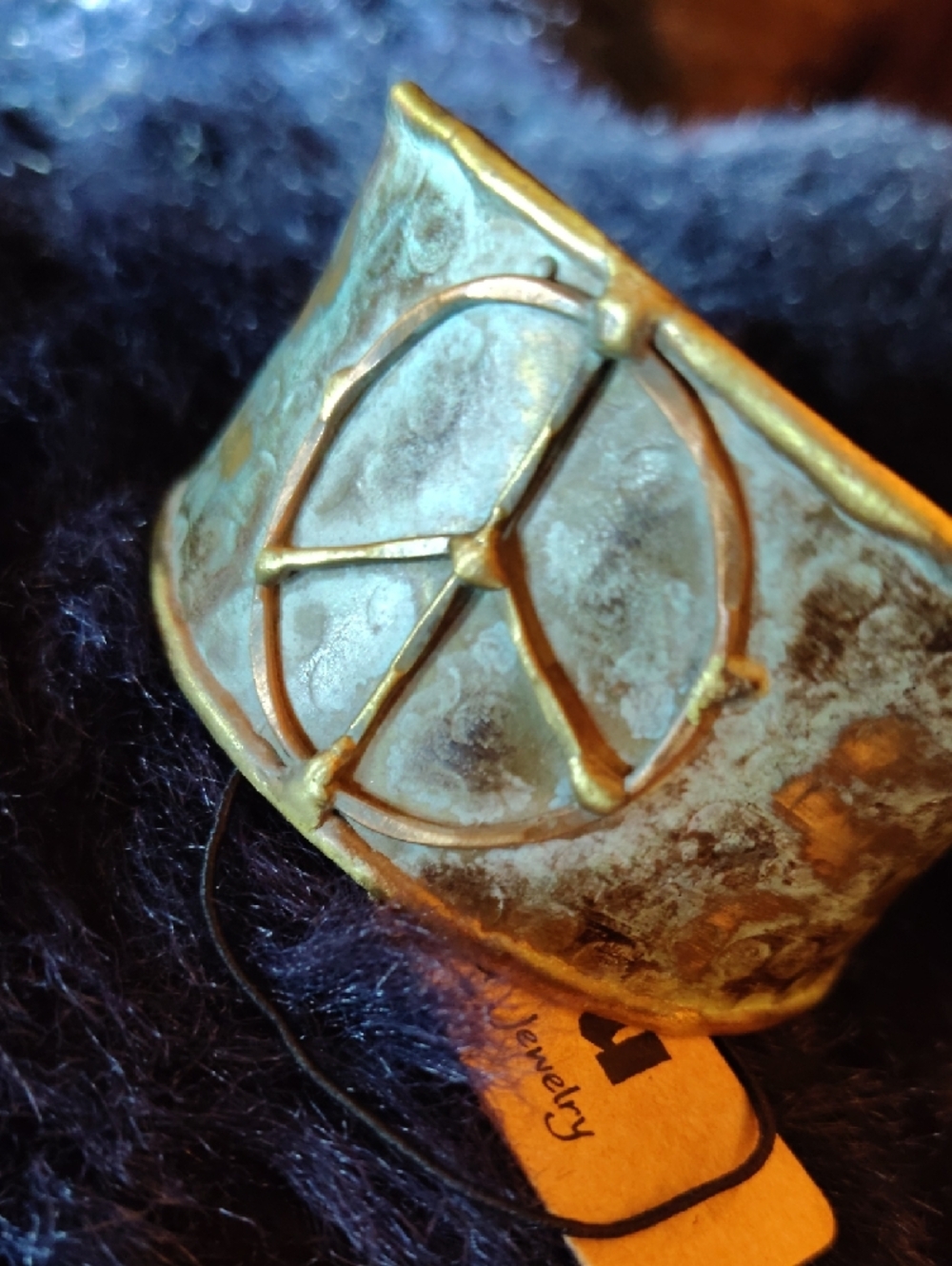 Anju Brass Peace Sign Handcrafted Cuff Bracelet - Picture 7 of 7